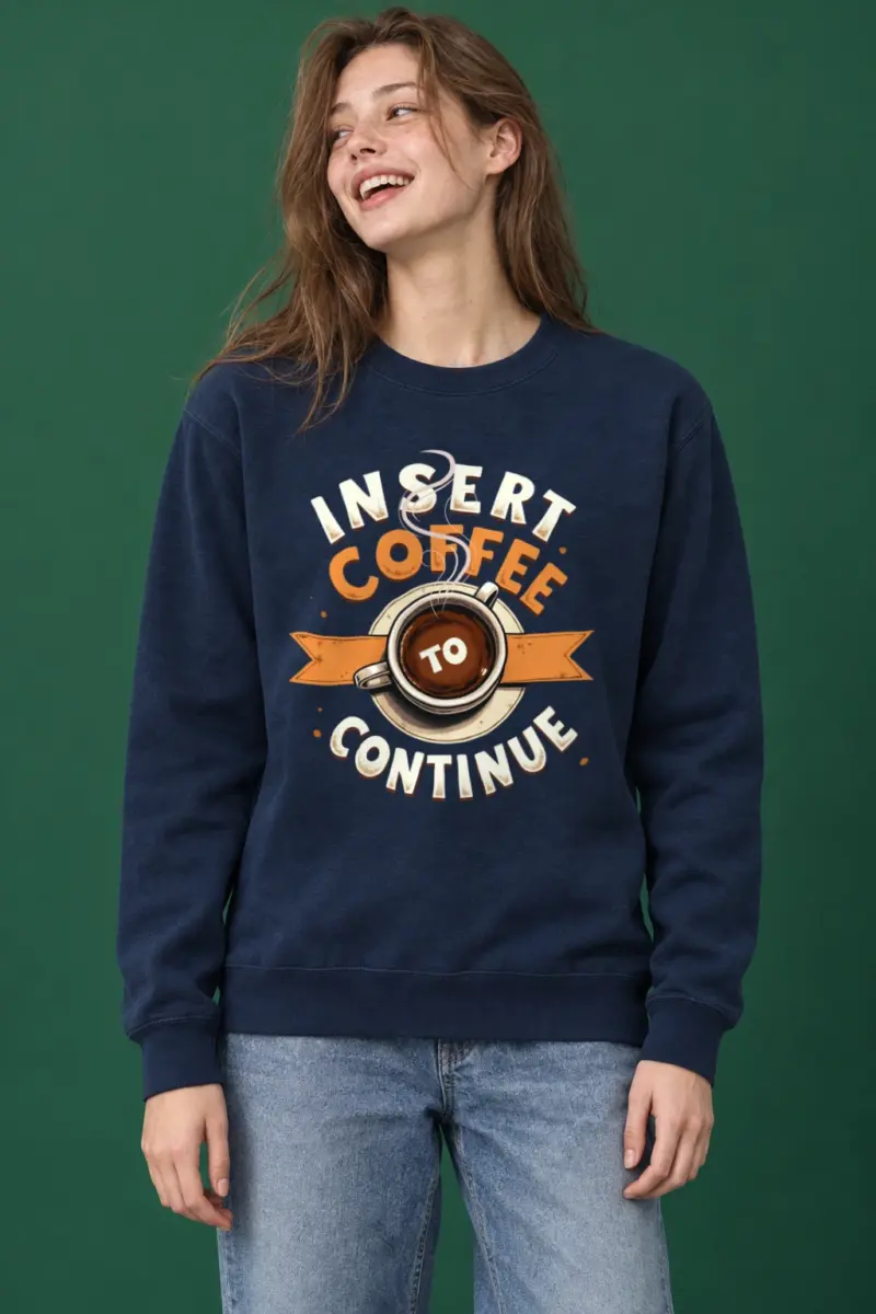 "Insert Coffee To Continue" Heavy Blend Unisex Crewneck Sweatshirt