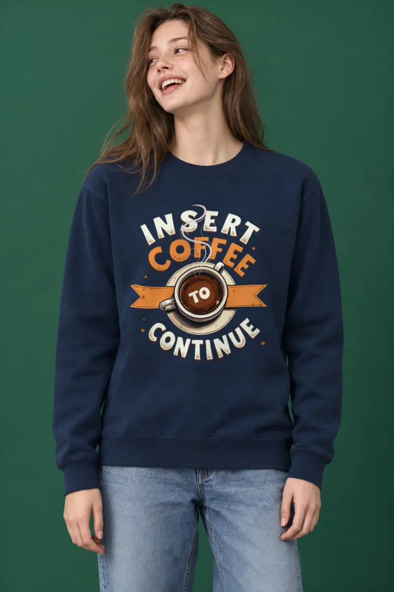 "Insert Coffee To Continue" Heavy Blend Unisex Crewneck Sweatshirt