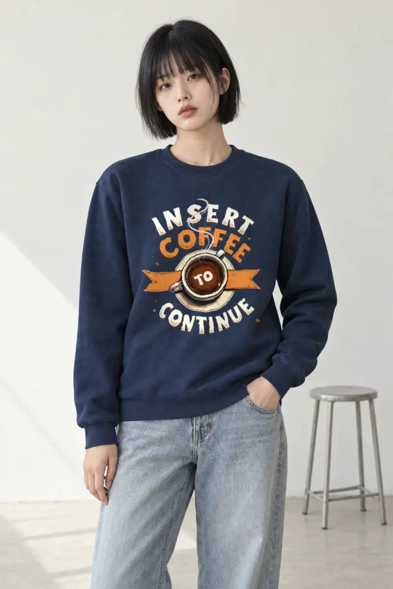"Insert Coffee To Continue" Heavy Blend Unisex Crewneck Sweatshirt | Gildan 18000