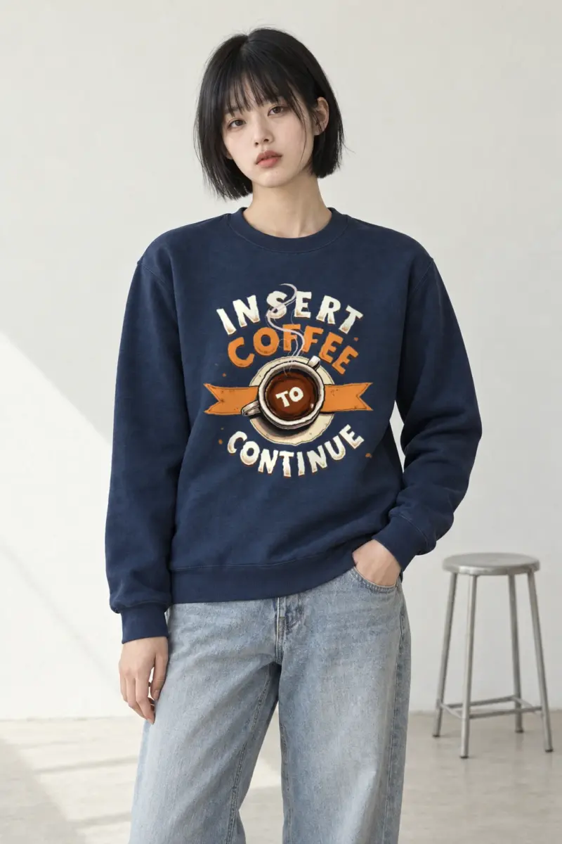 "Insert Coffee To Continue" Heavy Blend Unisex Crewneck Sweatshirt
