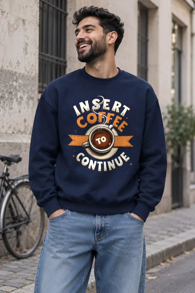 "Insert Coffee To Continue" Heavy Blend Unisex Crewneck Sweatshirt