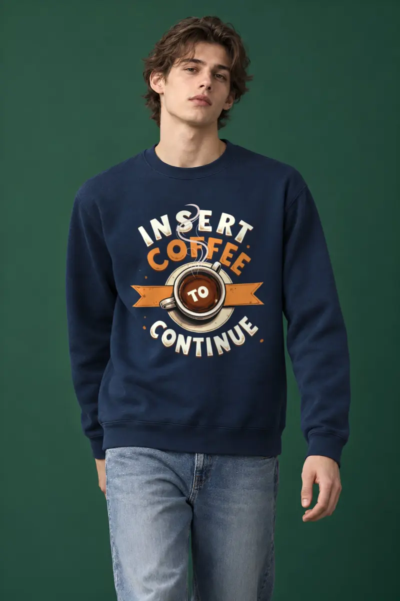 "Insert Coffee To Continue" Heavy Blend Unisex Crewneck Sweatshirt