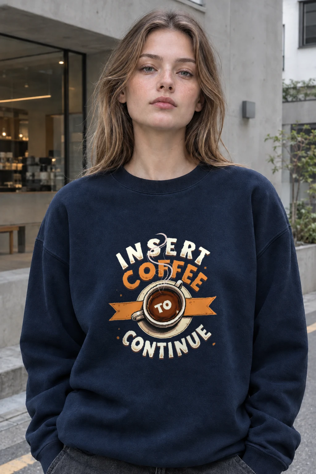 "Insert Coffee To Continue" Heavy Blend Unisex Crewneck Sweatshirt | Gildan 18000