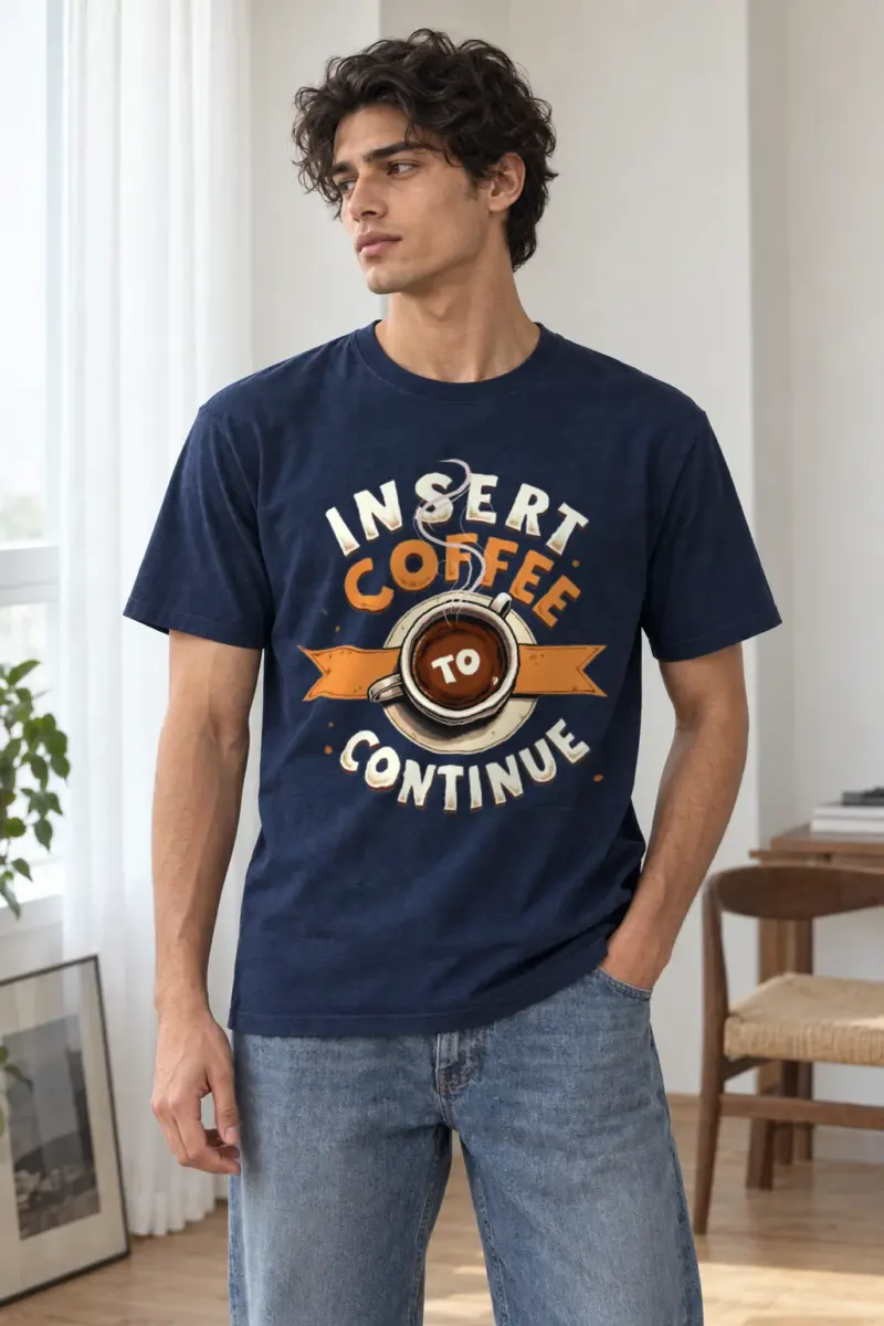 "Insert Coffee To Continue" Heavyweight Unisex Crewneck T-shirt | Gildan 5000