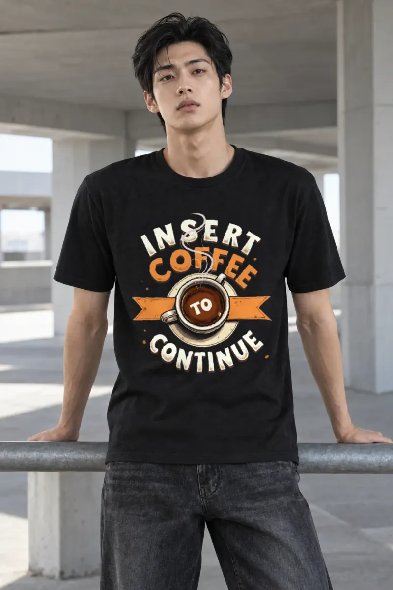 "Insert Coffee To Continue" Heavyweight Unisex Crewneck T-shirt