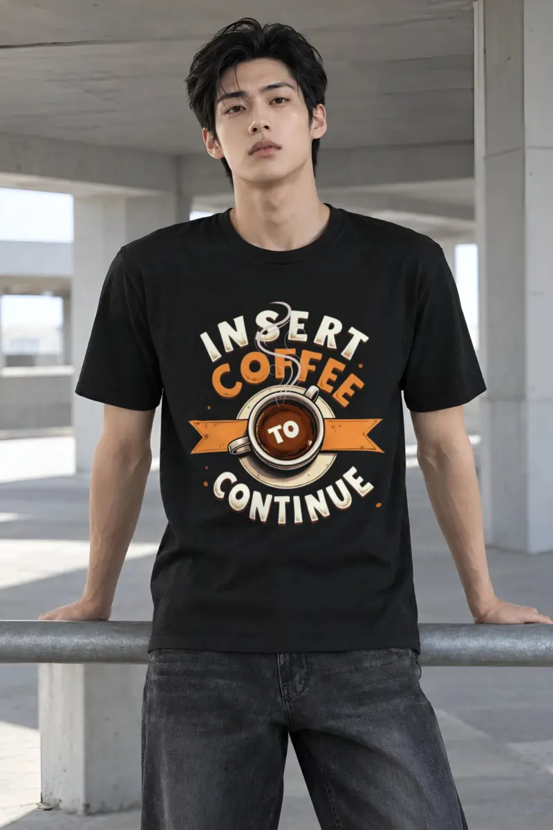 "Insert Coffee To Continue" Heavyweight Unisex Crewneck T-shirt
