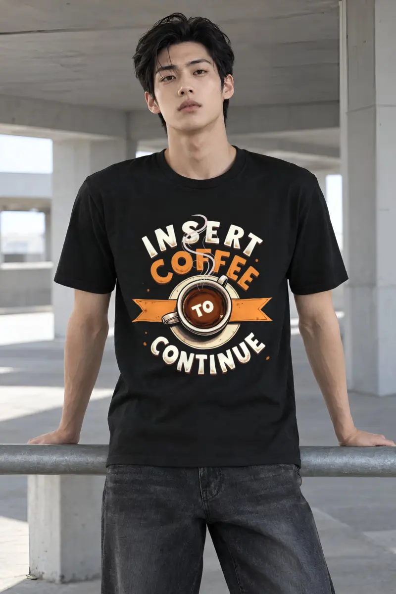 "Insert Coffee To Continue" Heavyweight Unisex Crewneck T-shirt