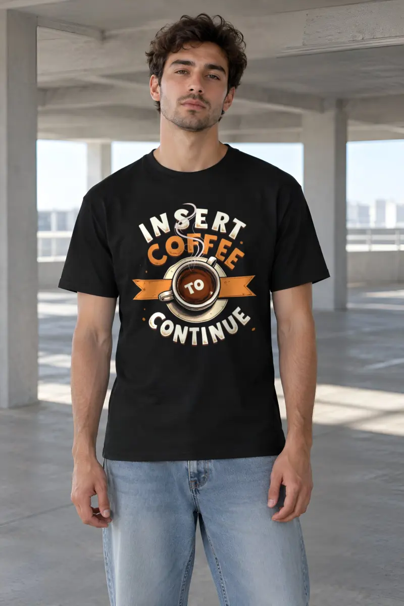 "Insert Coffee To Continue" Heavyweight Unisex Crewneck T-shirt