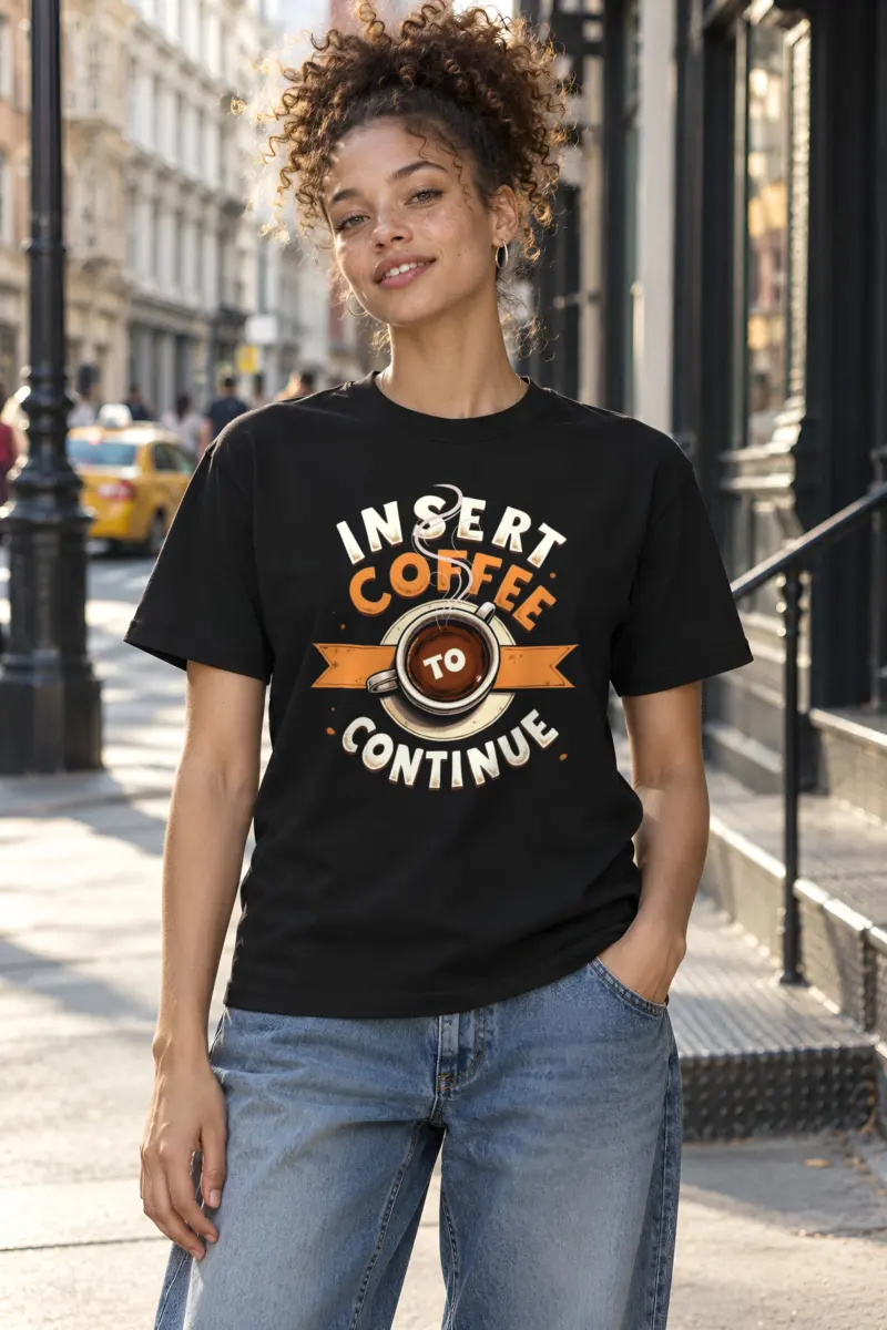 "Insert Coffee To Continue" Heavyweight Unisex Crewneck T-shirt