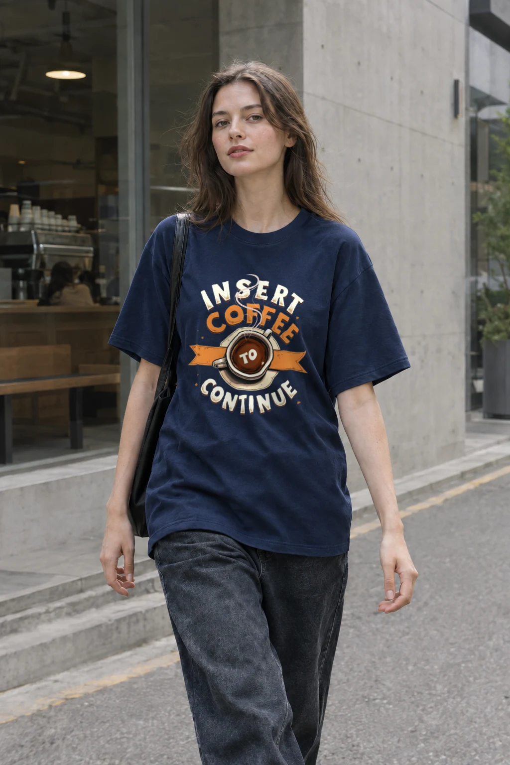 "Insert Coffee To Continue" Heavyweight Unisex Crewneck T-shirt | Gildan 5000