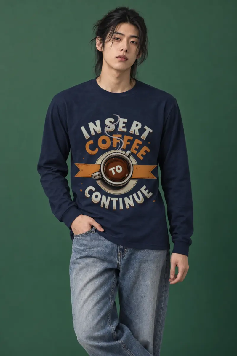 "Insert Coffee To Continue" Unisex Longsleeve T-shirt