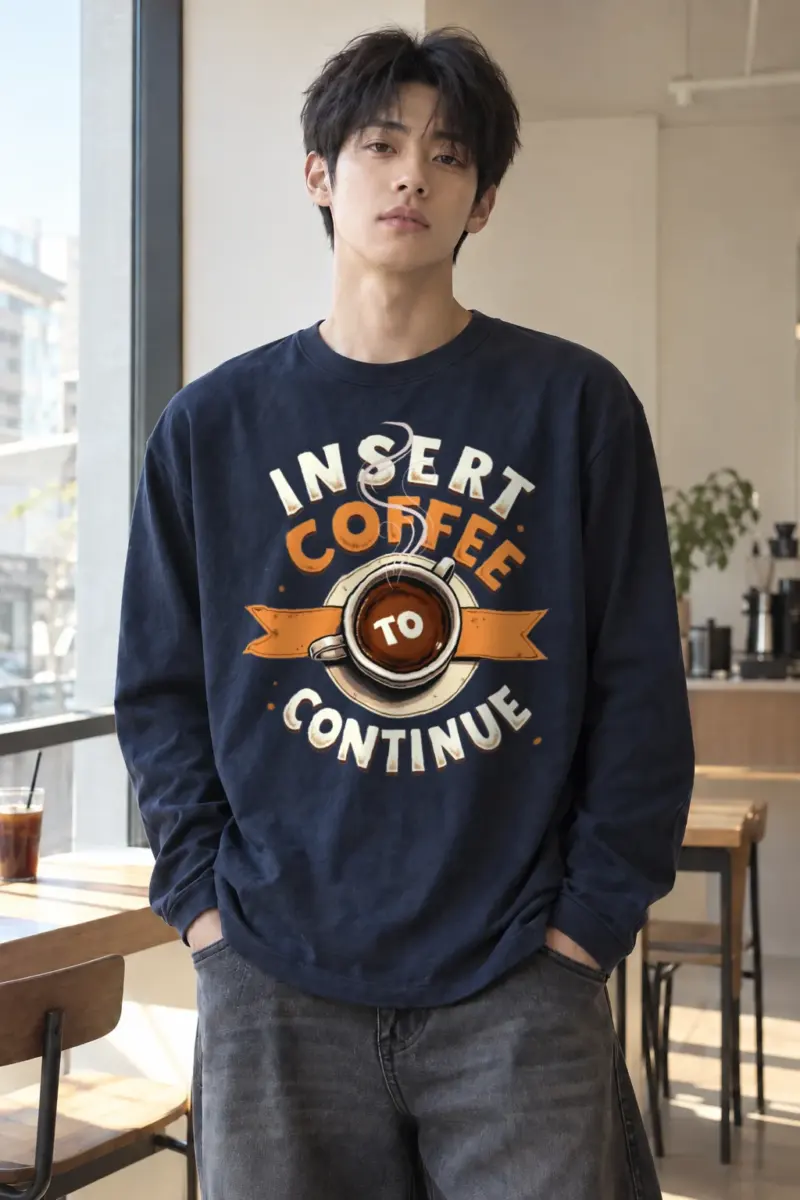 "Insert Coffee To Continue" Unisex Longsleeve T-shirt | Gildan 2400