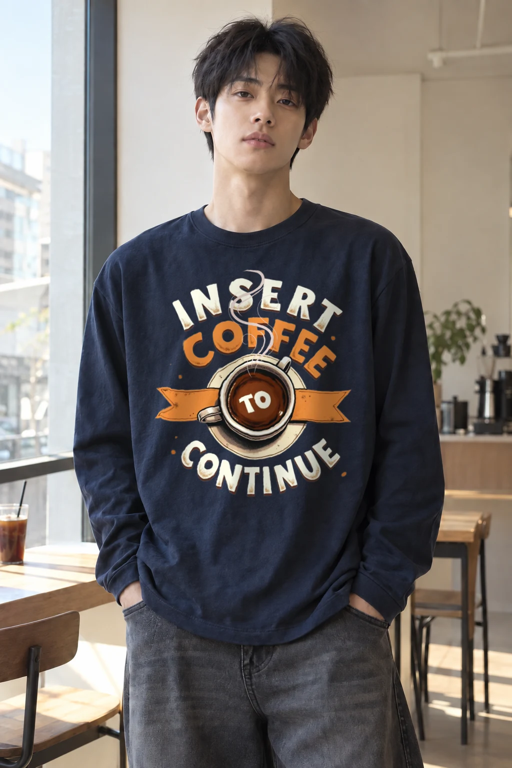 "Insert Coffee To Continue" Unisex Longsleeve T-shirt | Gildan 2400