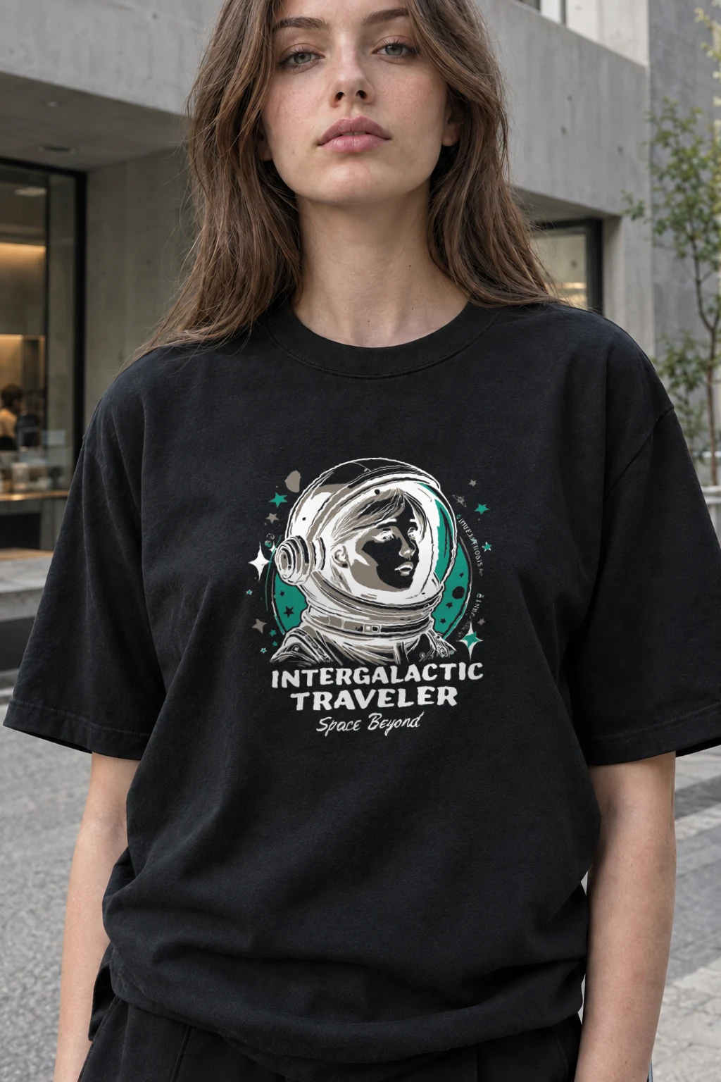 "Intergalactic Traveler" Heavyweight Unisex Crewneck T-shirt | Gildan 5000