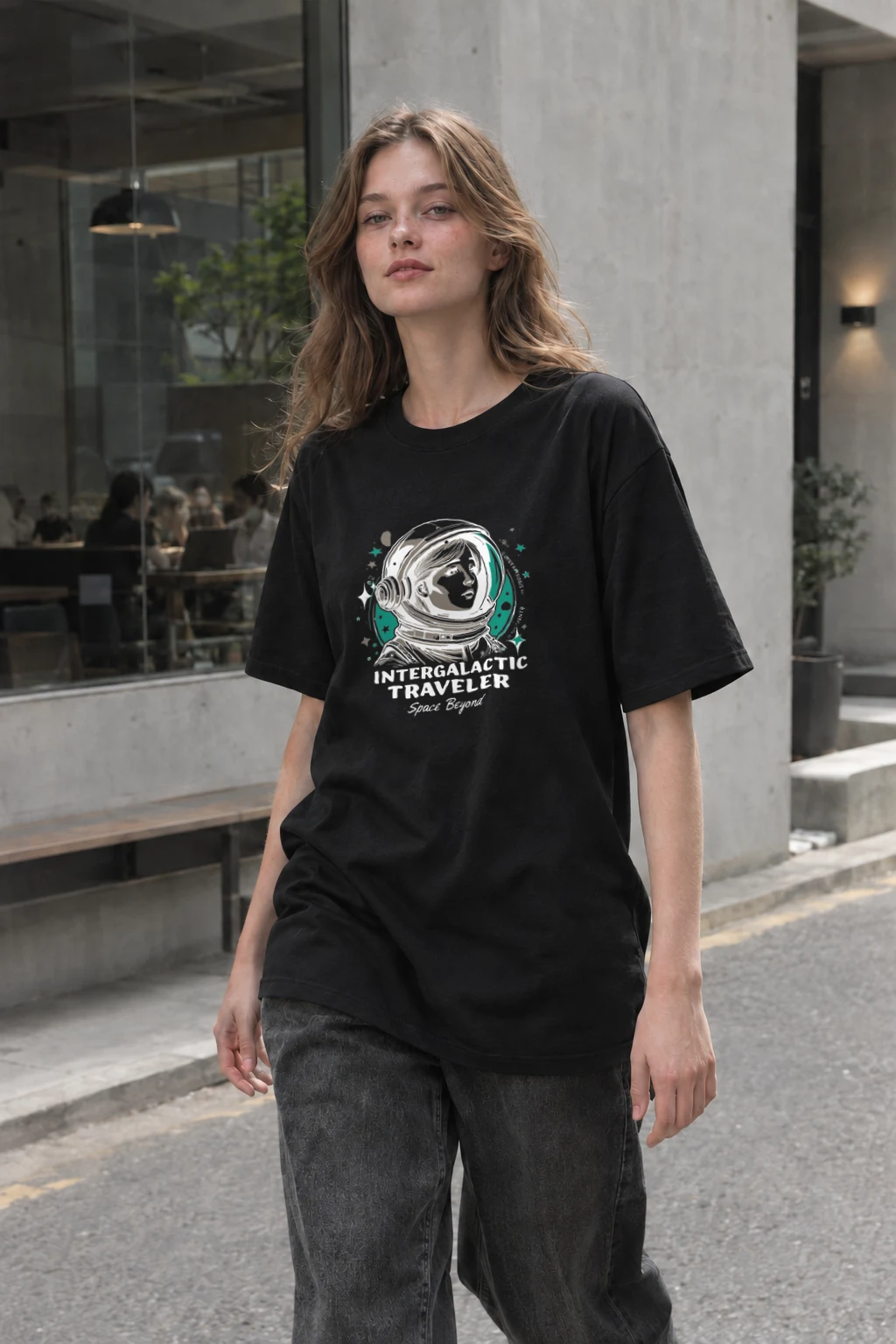 "Intergalactic Traveler" Heavyweight Unisex Crewneck T-shirt | Gildan 5000