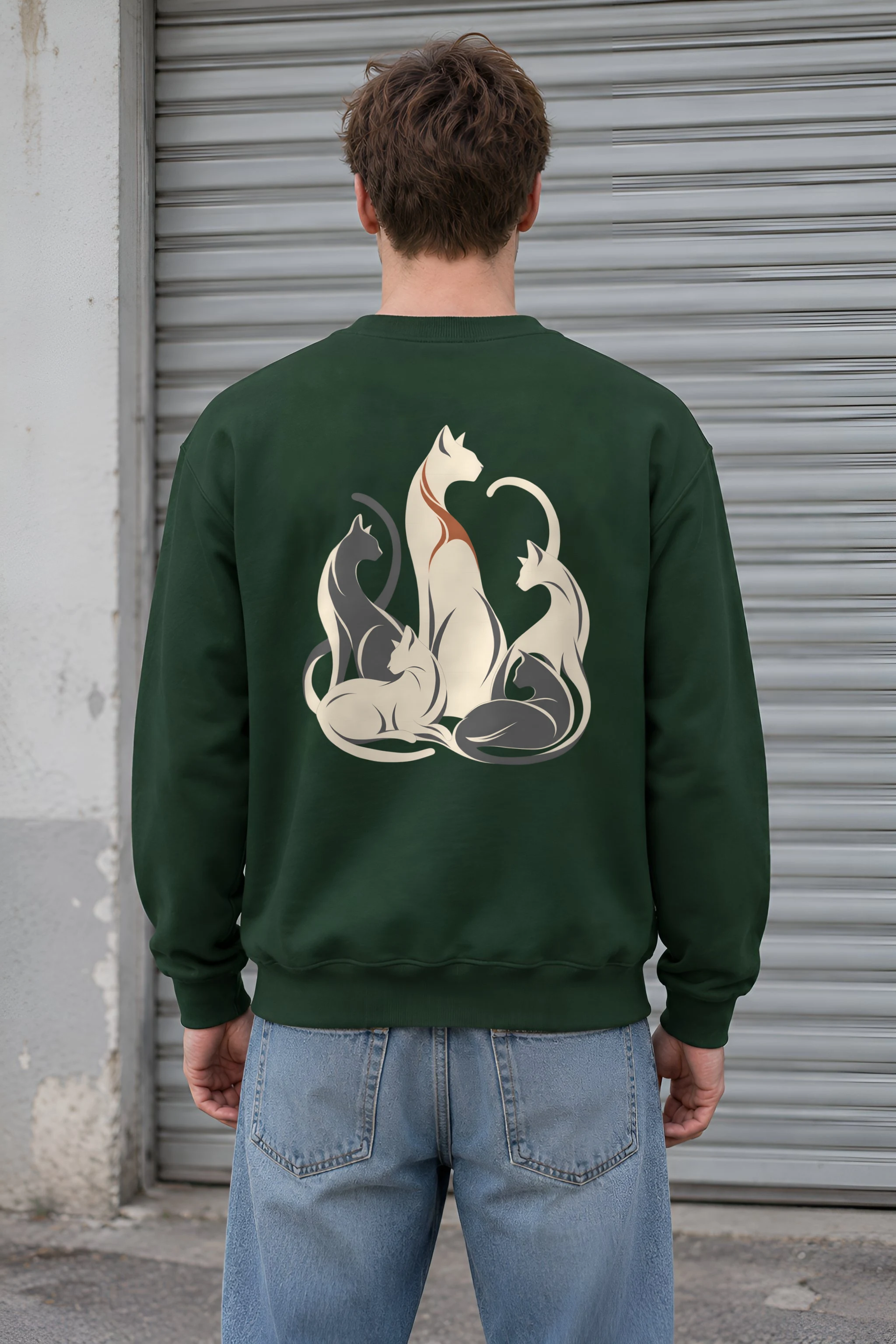 "Intertwined Five Cats" Heavy Blend Unisex Crewneck Sweatshirt