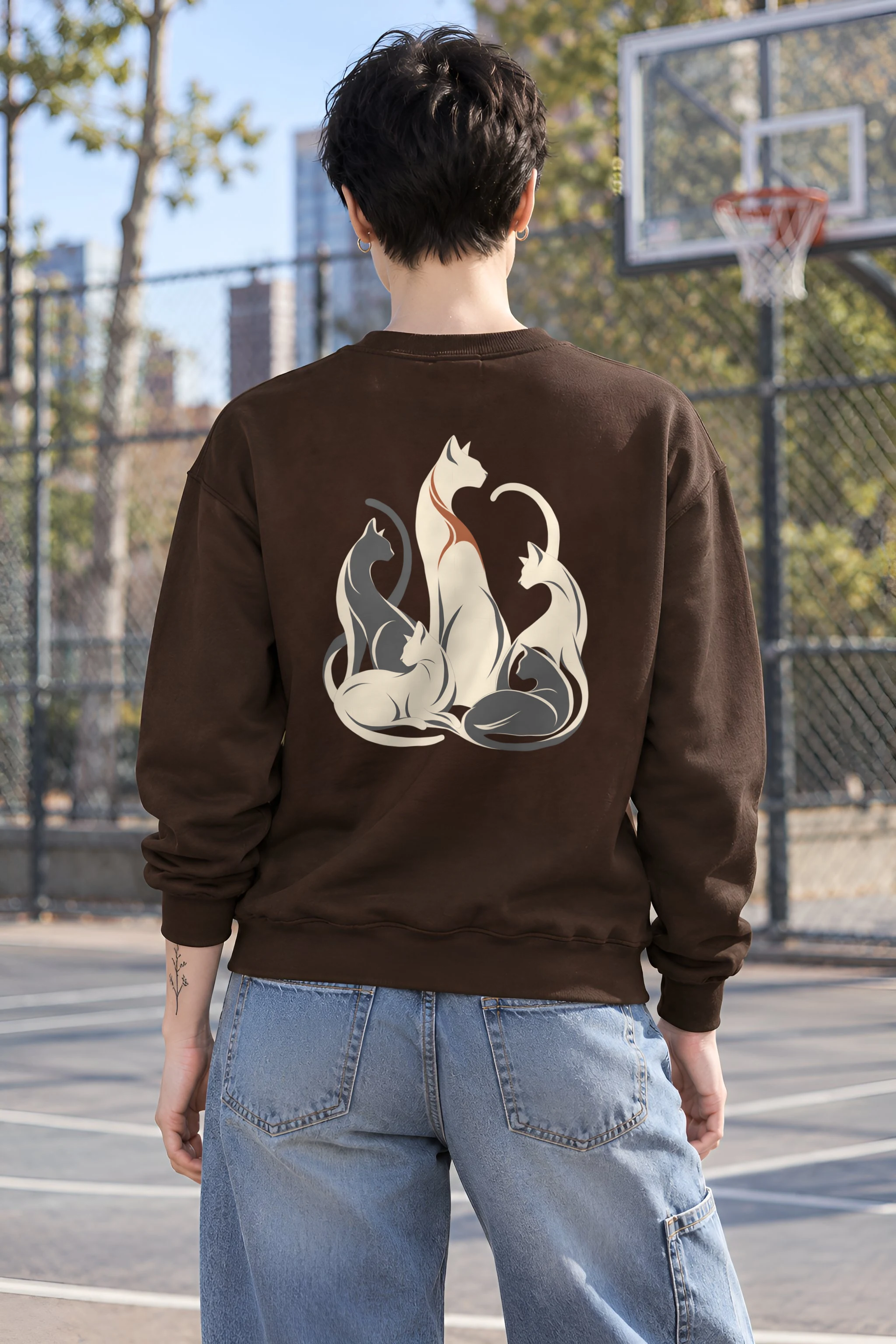 "Intertwined Five Cats" Heavy Blend Unisex Crewneck Sweatshirt