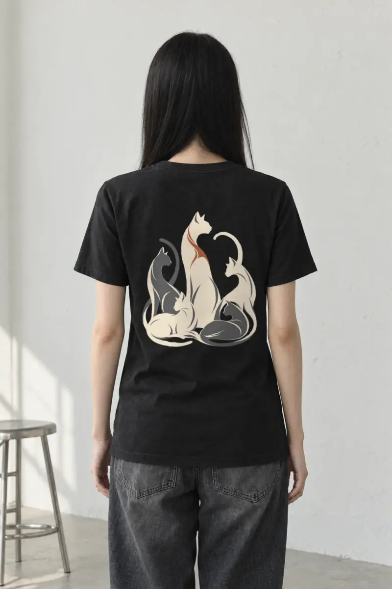 "Intertwined Five Cats" Heavyweight Unisex Crewneck T-shirt