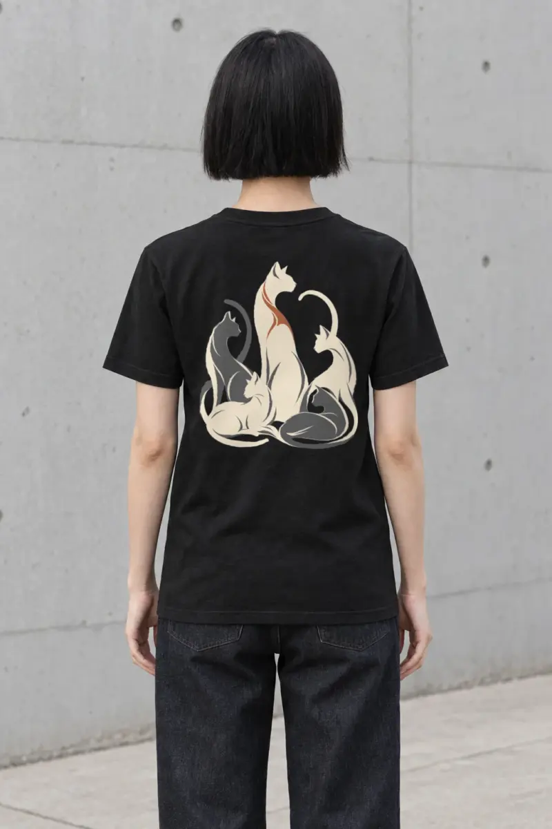 "Intertwined Five Cats" Heavyweight Unisex Crewneck T-shirt | Gildan 5000