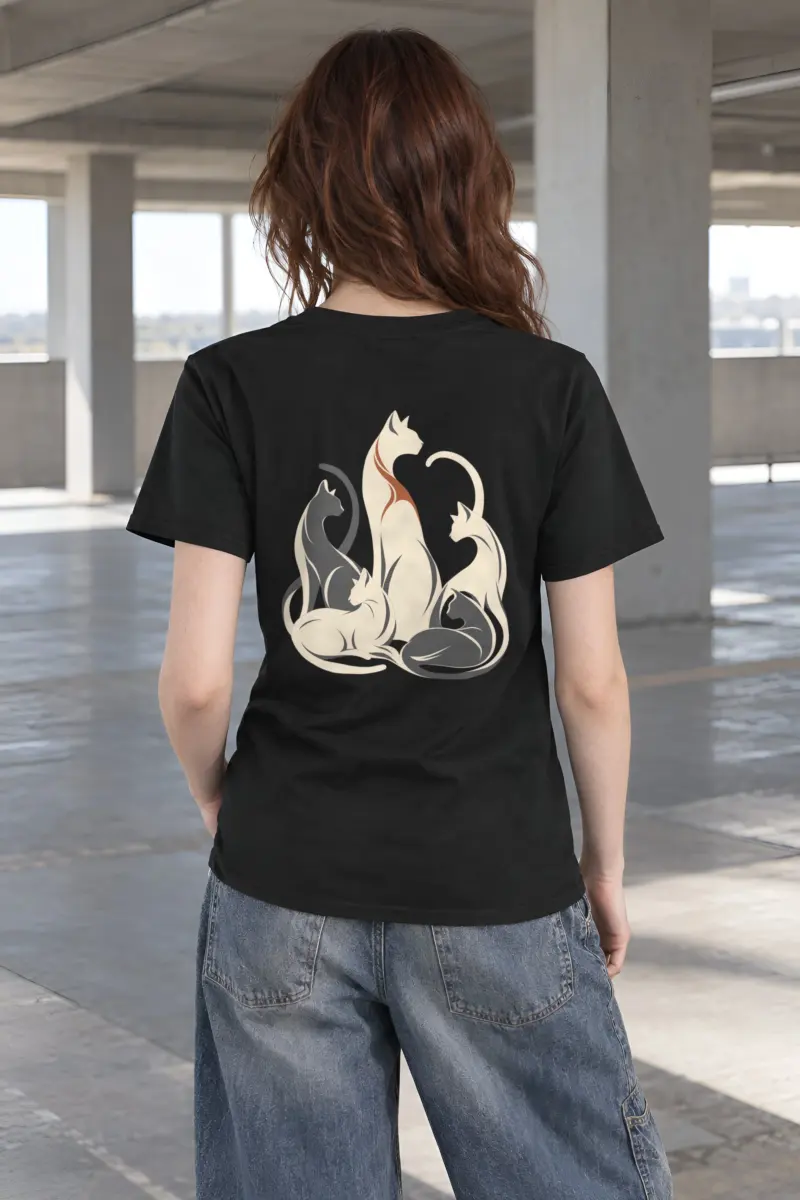"Intertwined Five Cats" Heavyweight Unisex Crewneck T-shirt