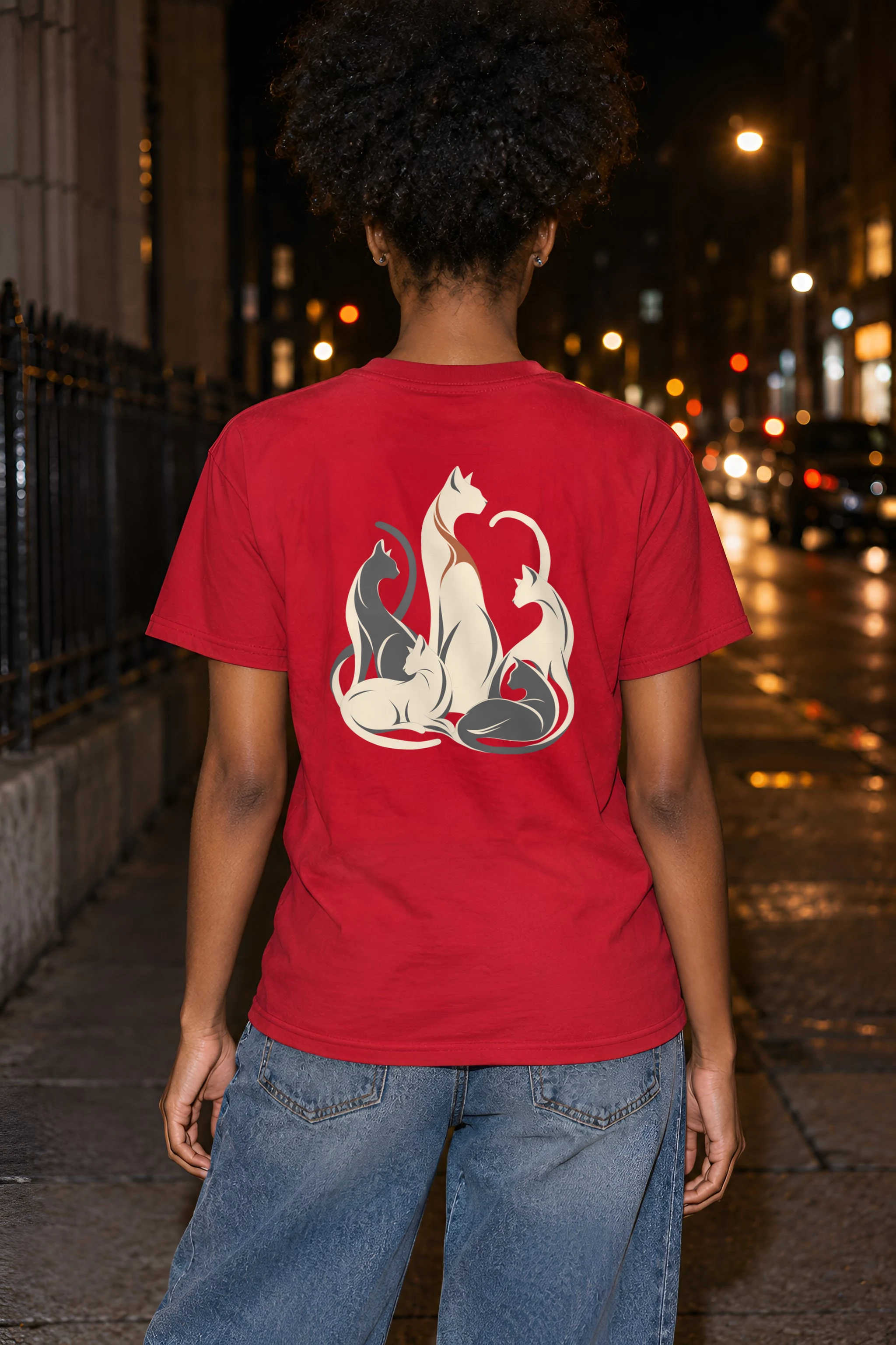 "Intertwined Five Cats" Heavyweight Unisex Crewneck T-shirt