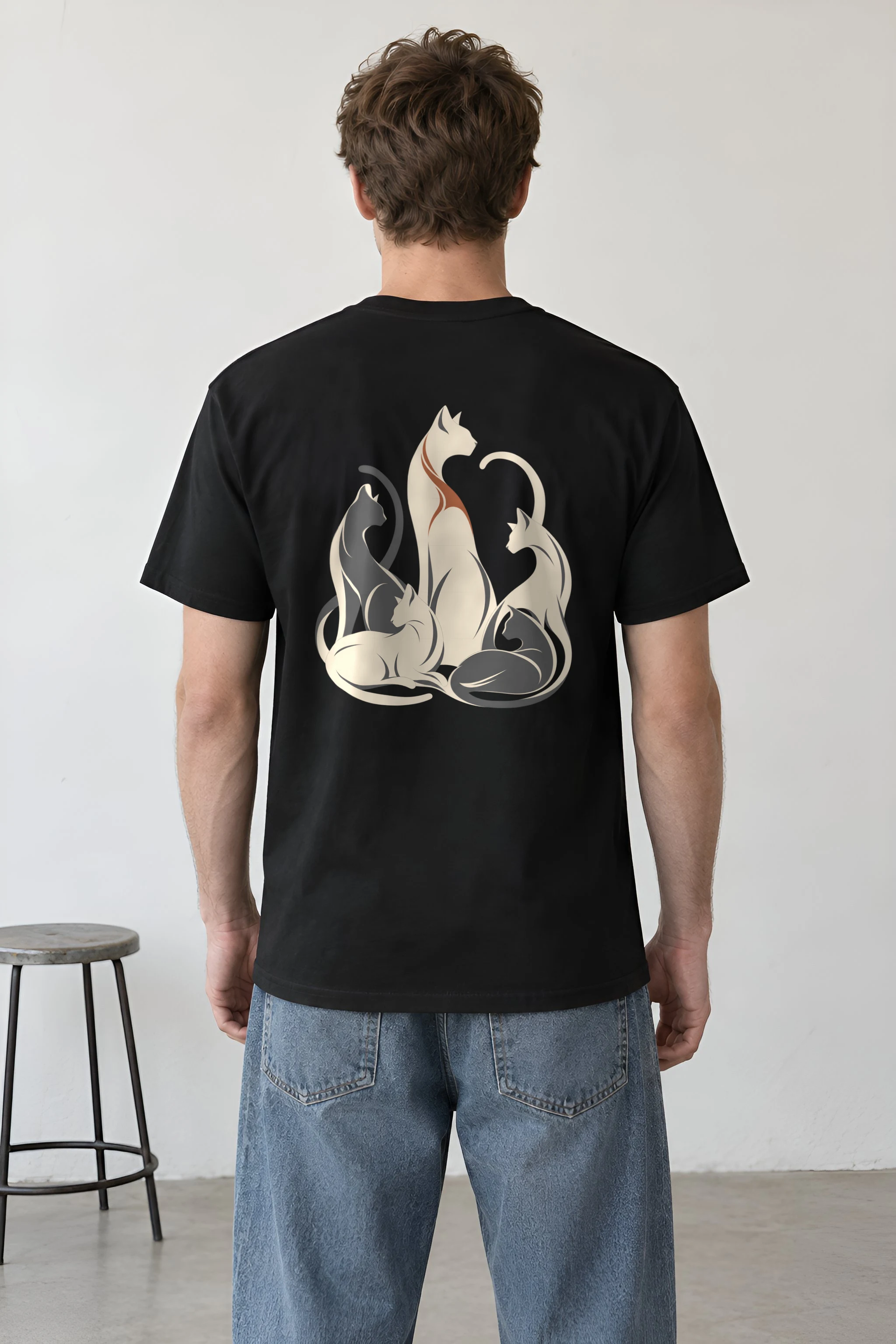 "Intertwined Five Cats" Heavyweight Unisex Crewneck T-shirt