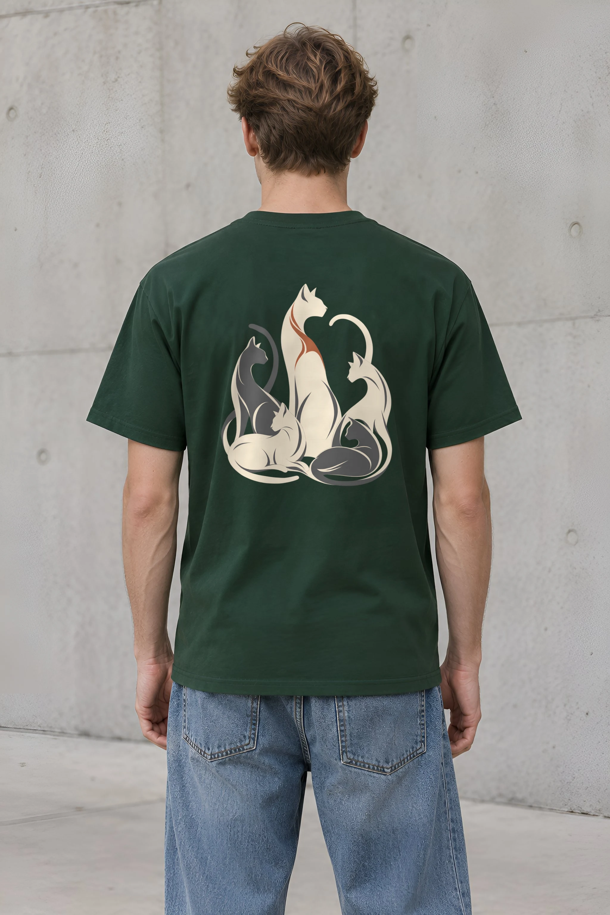 "Intertwined Five Cats" Heavyweight Unisex Crewneck T-shirt