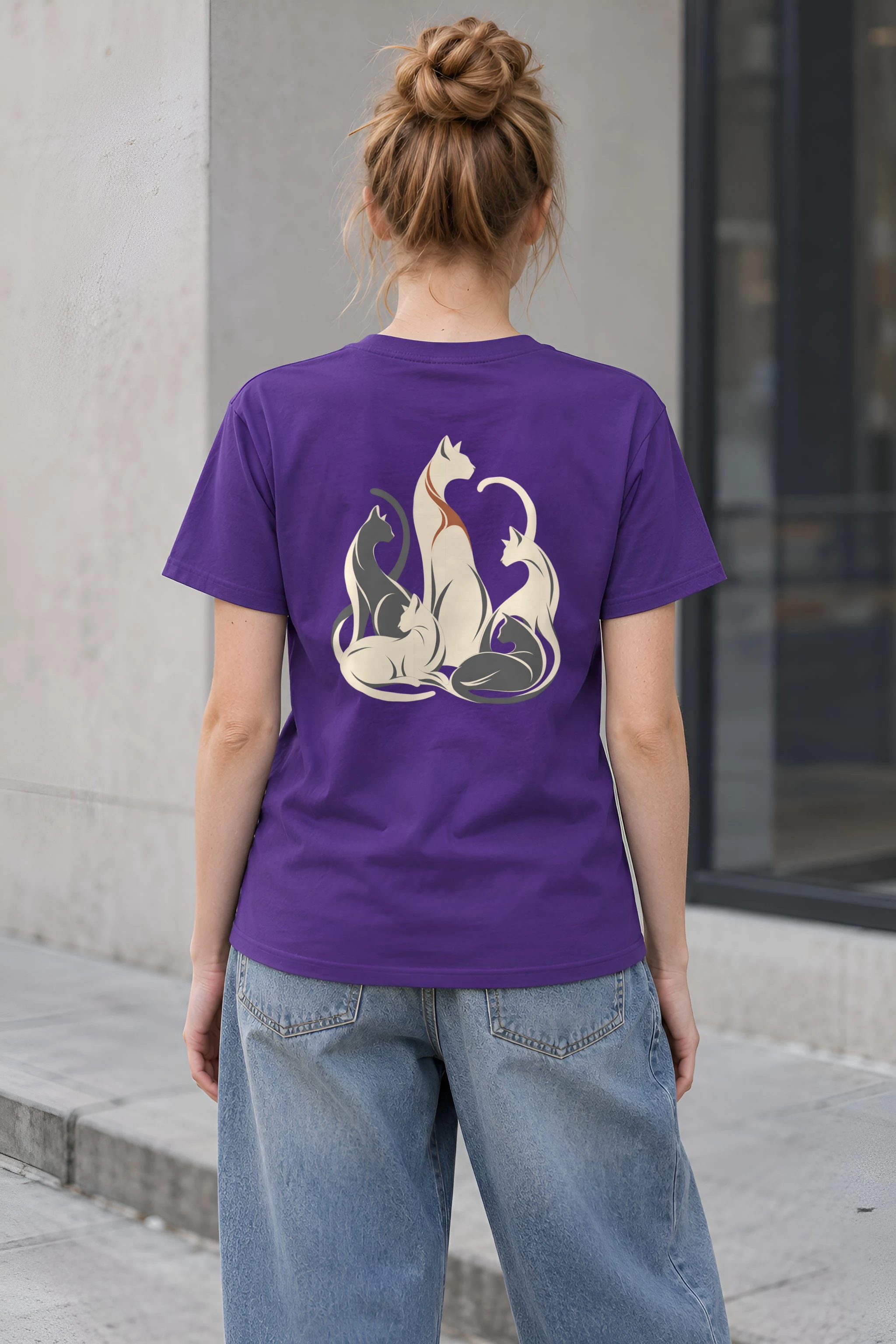 "Intertwined Five Cats" Heavyweight Unisex Crewneck T-shirt