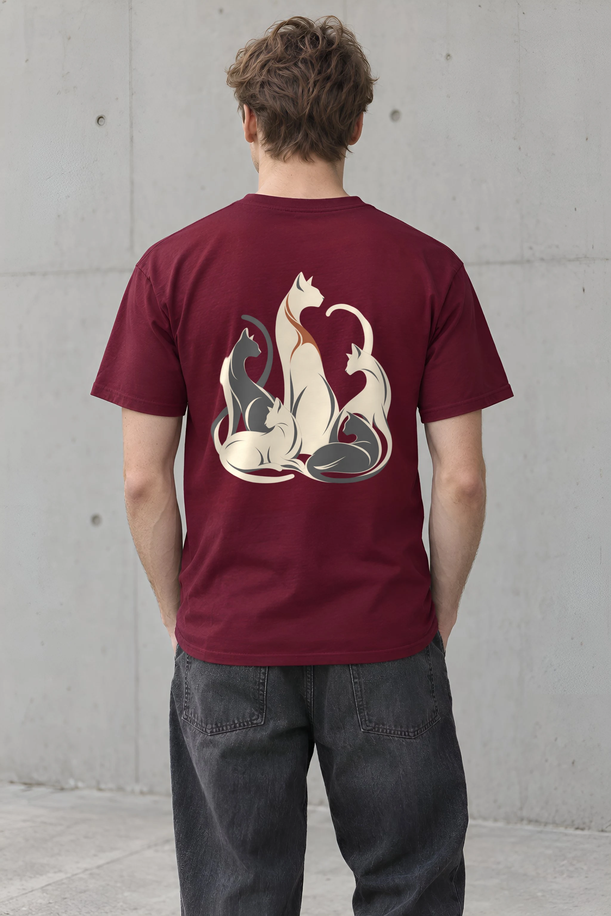 "Intertwined Five Cats" Heavyweight Unisex Crewneck T-shirt