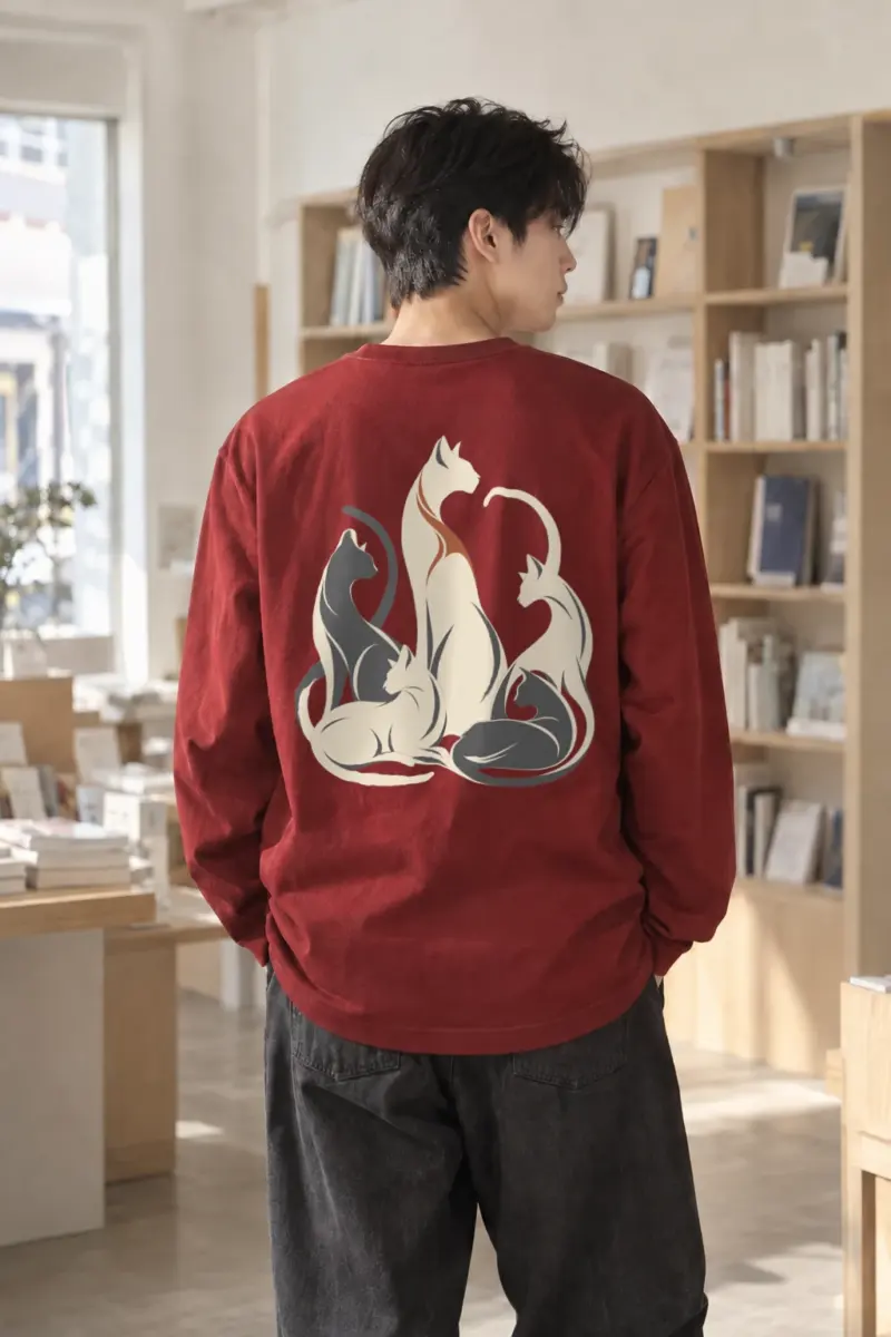"Intertwined Five Cats" Unisex Longsleeve T-shirt | Gildan 2400