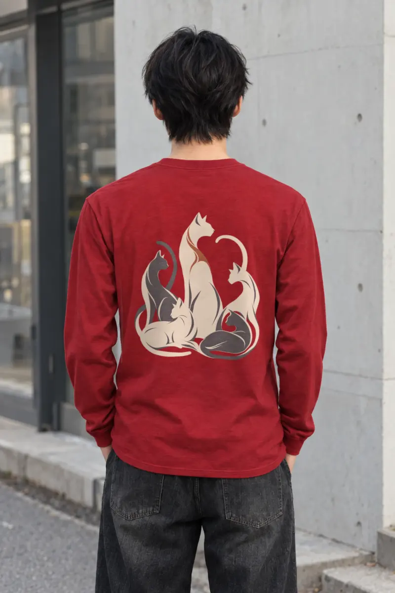 "Intertwined Five Cats" Unisex Longsleeve T-shirt