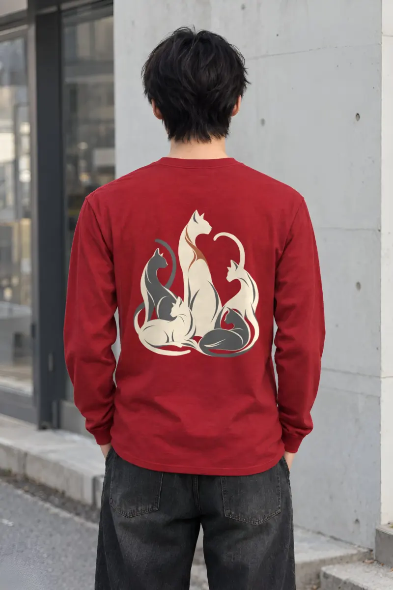 "Intertwined Five Cats" Unisex Longsleeve T-shirt