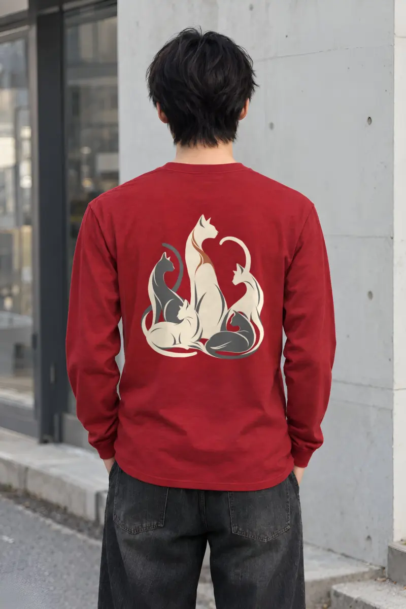 "Intertwined Five Cats" Unisex Longsleeve T-shirt