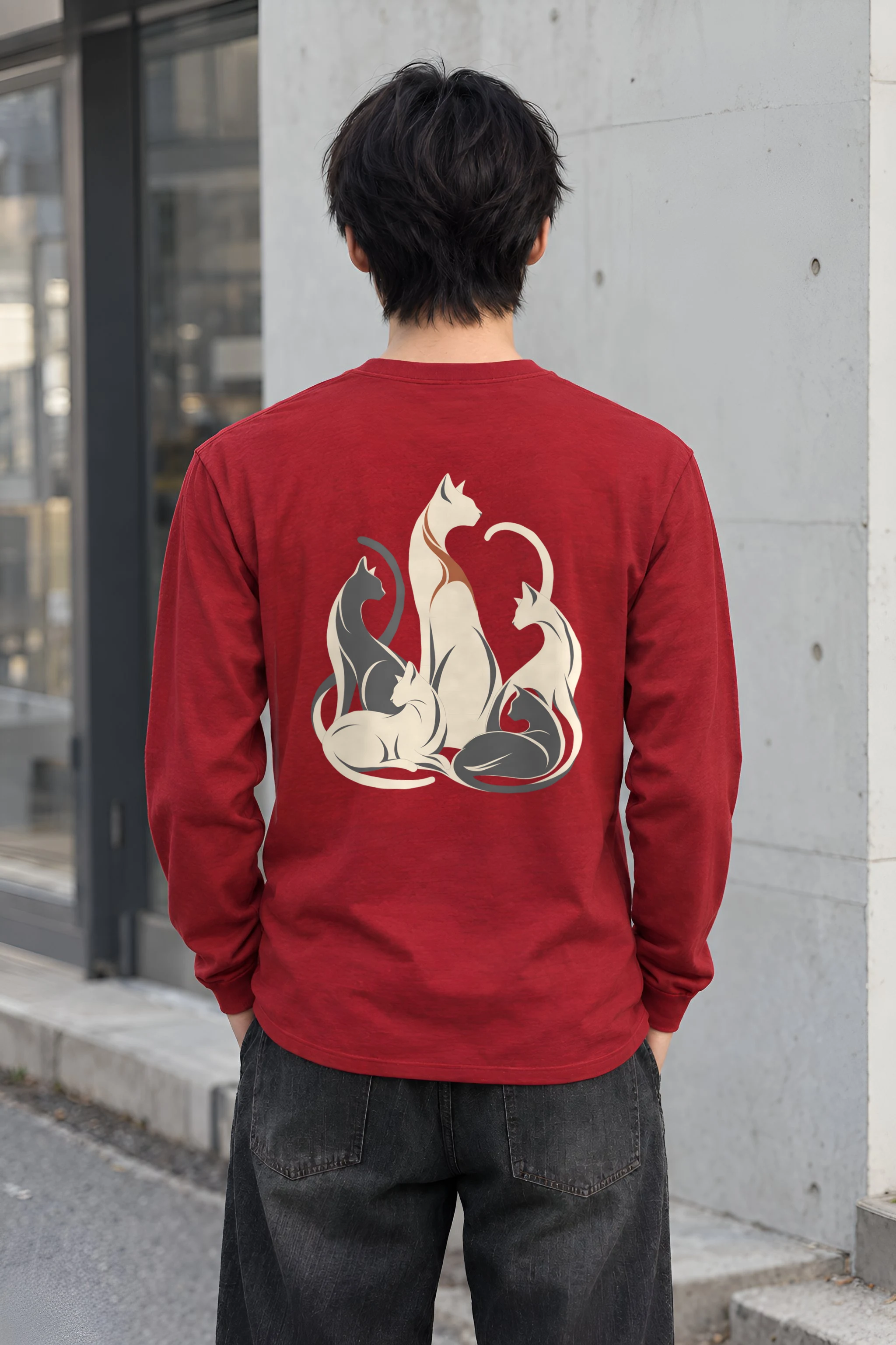 "Intertwined Five Cats" Unisex Longsleeve T-shirt