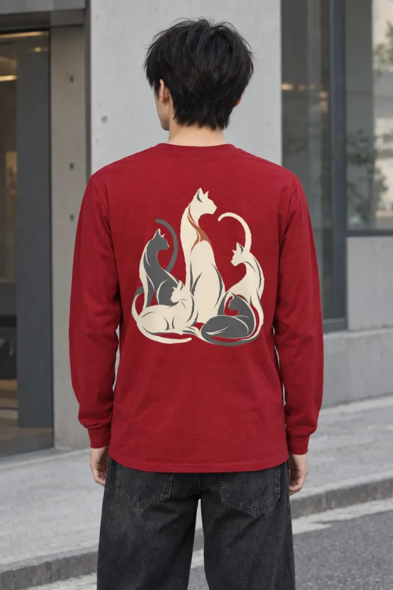 "Intertwined Five Cats" Unisex Longsleeve T-shirt | Gildan 2400
