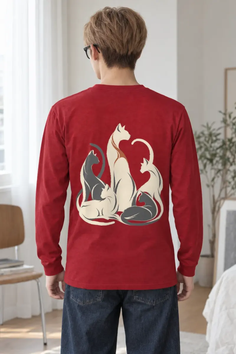 "Intertwined Five Cats" Unisex Longsleeve T-shirt