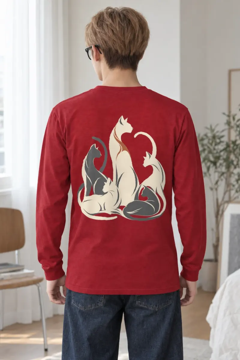 "Intertwined Five Cats" Unisex Longsleeve T-shirt