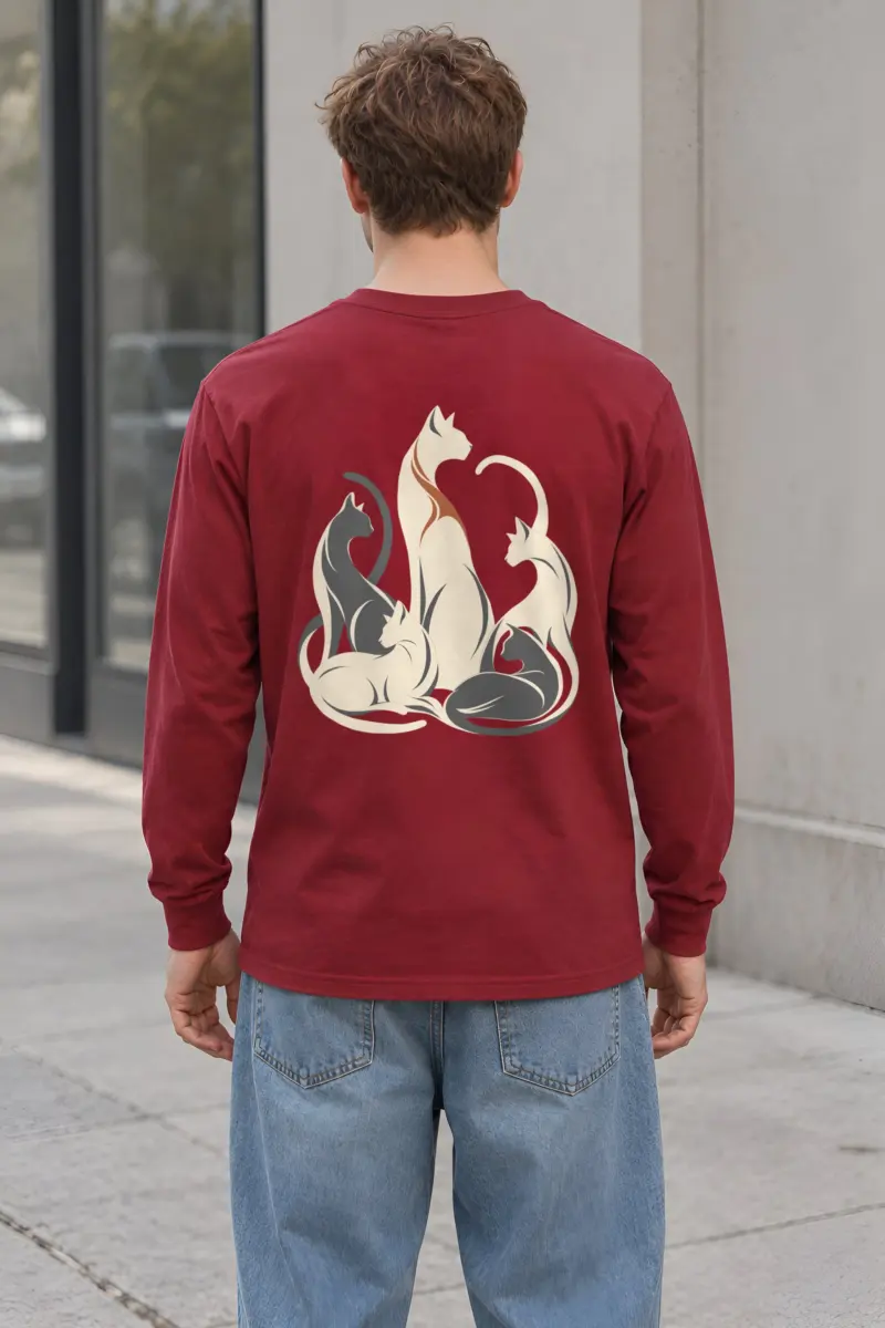 "Intertwined Five Cats" Unisex Longsleeve T-shirt