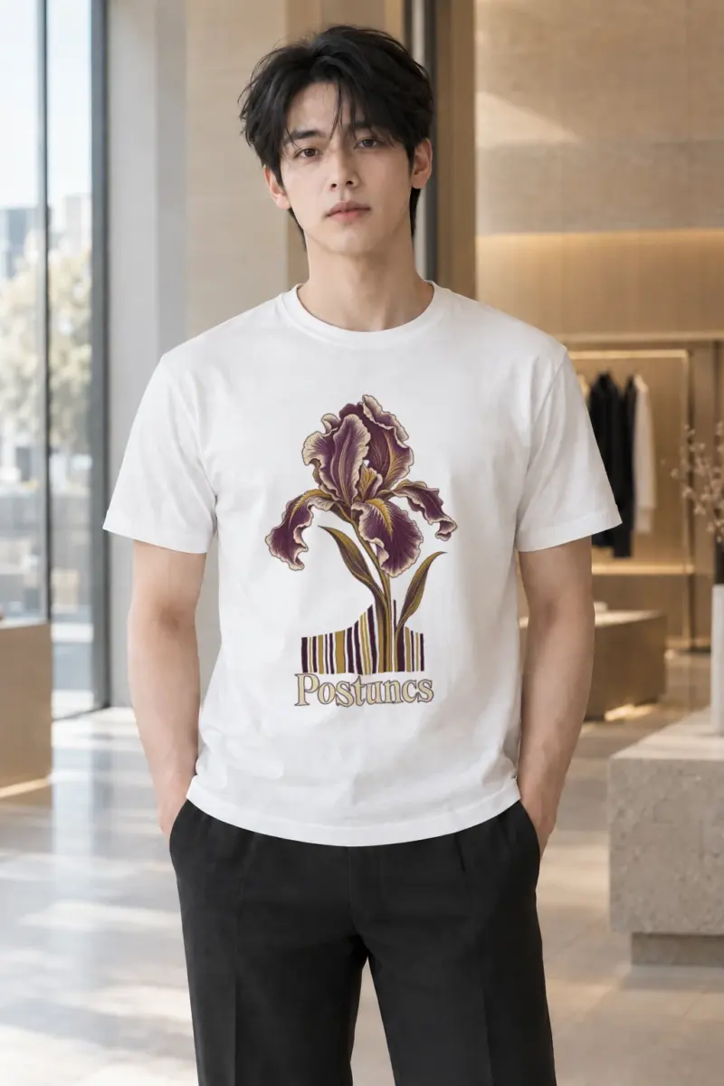 "Iris Botanical Register" Heavyweight Unisex Crewneck T-shirt | Gildan 5000