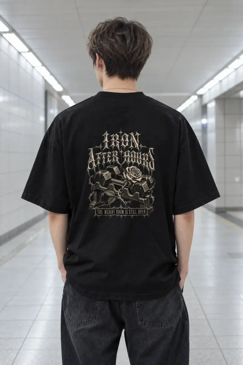 "Iron After Hours" Men's Oversized Heavyweight Crewneck T-Shirt