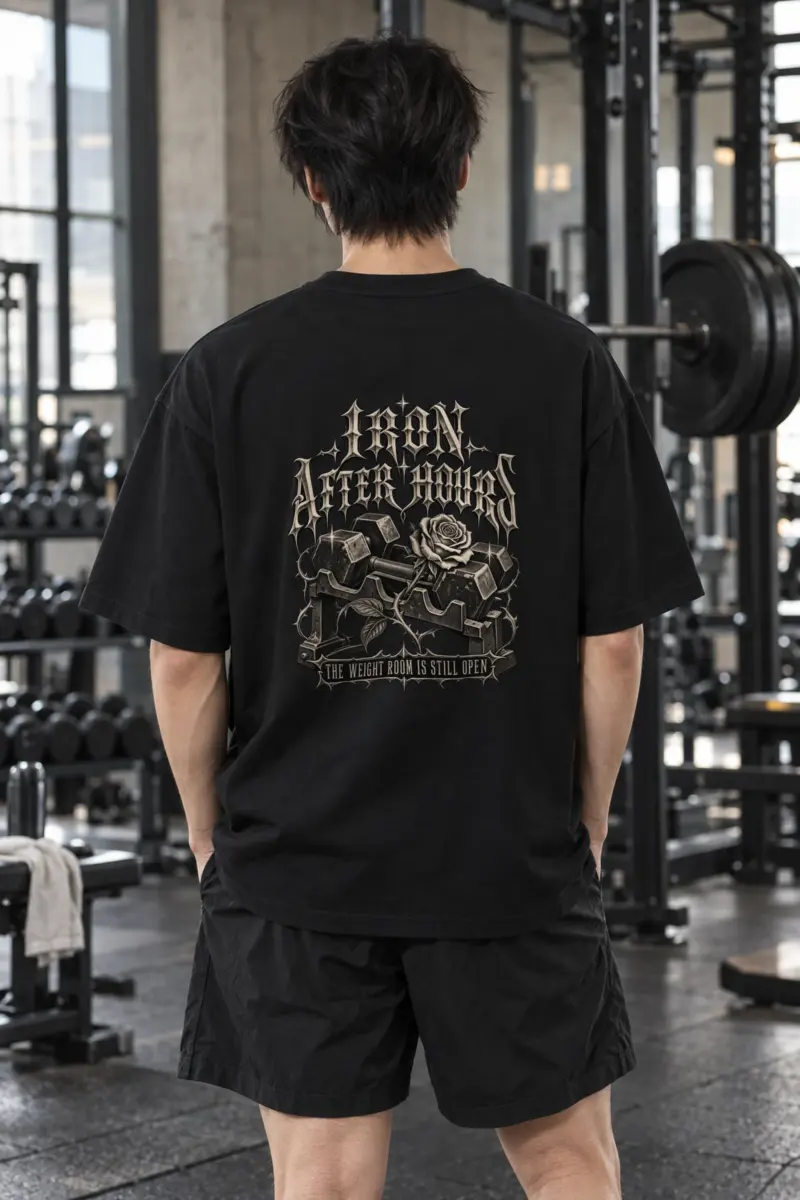 "Iron After Hours" Men's Oversized Heavyweight Crewneck T-Shirt