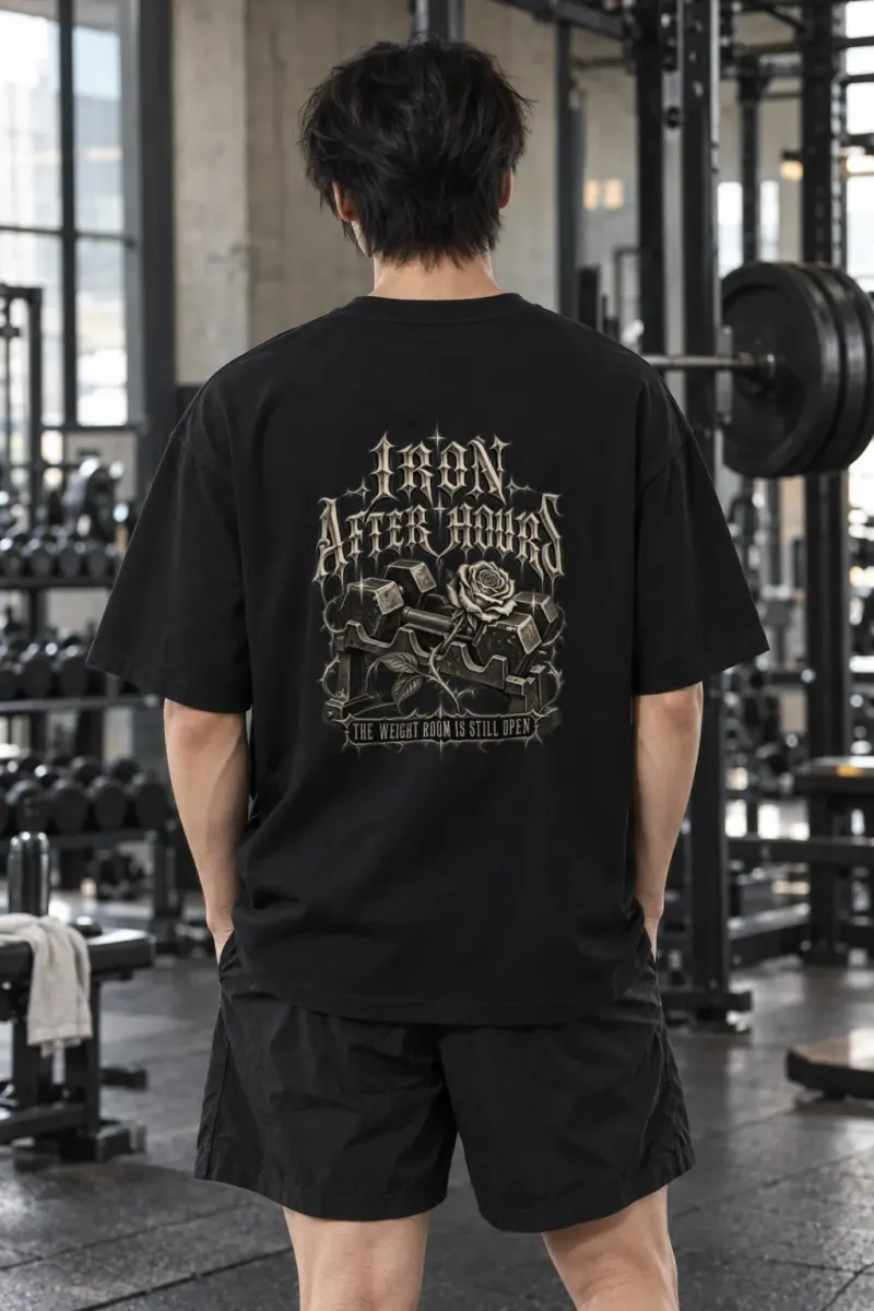 "Iron After Hours" Men's Oversized Heavyweight Crewneck T-Shirt