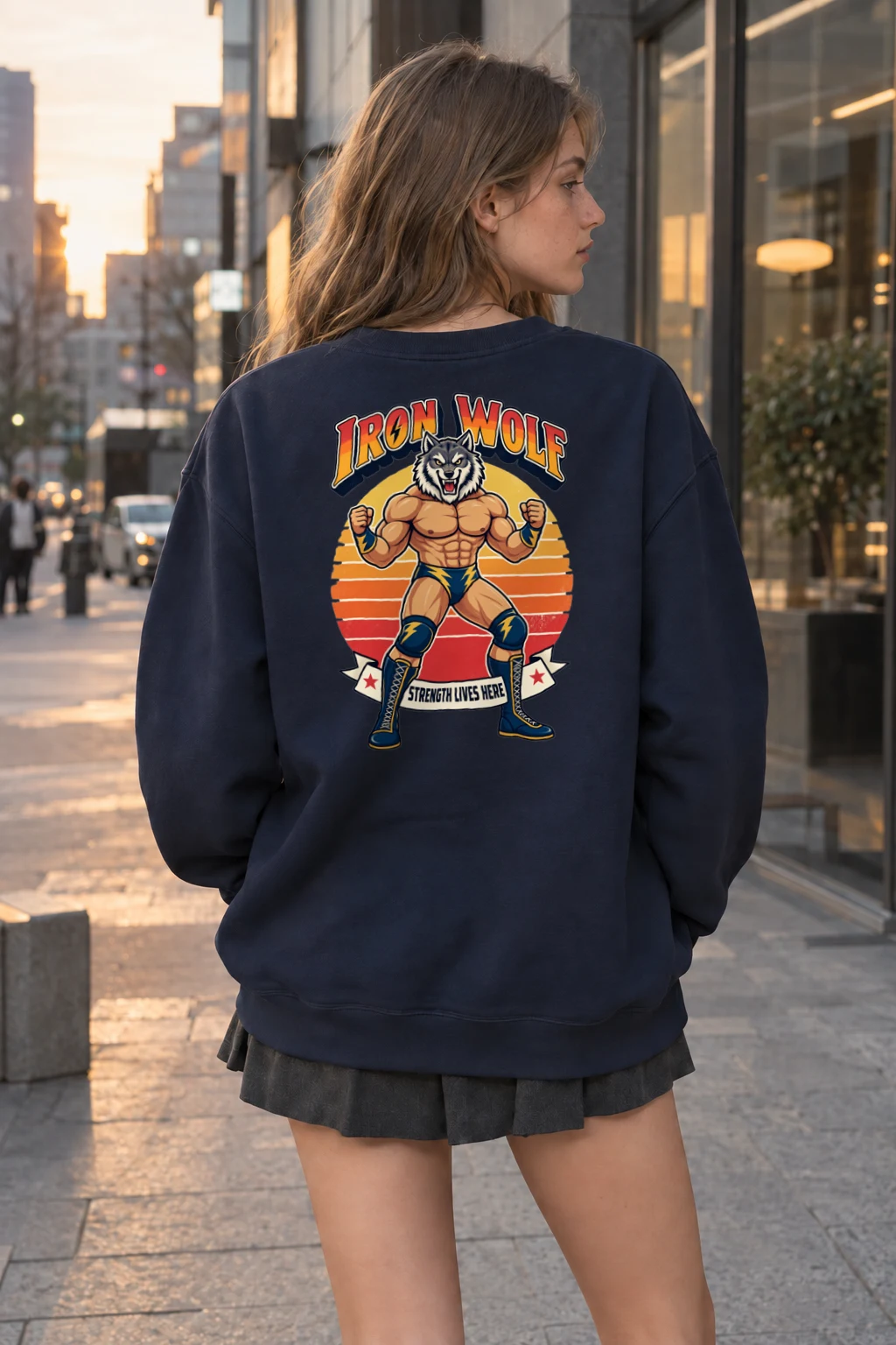 "Iron Wolf Strength" Heavy Blend Unisex Crewneck Sweatshirt | Gildan 18000