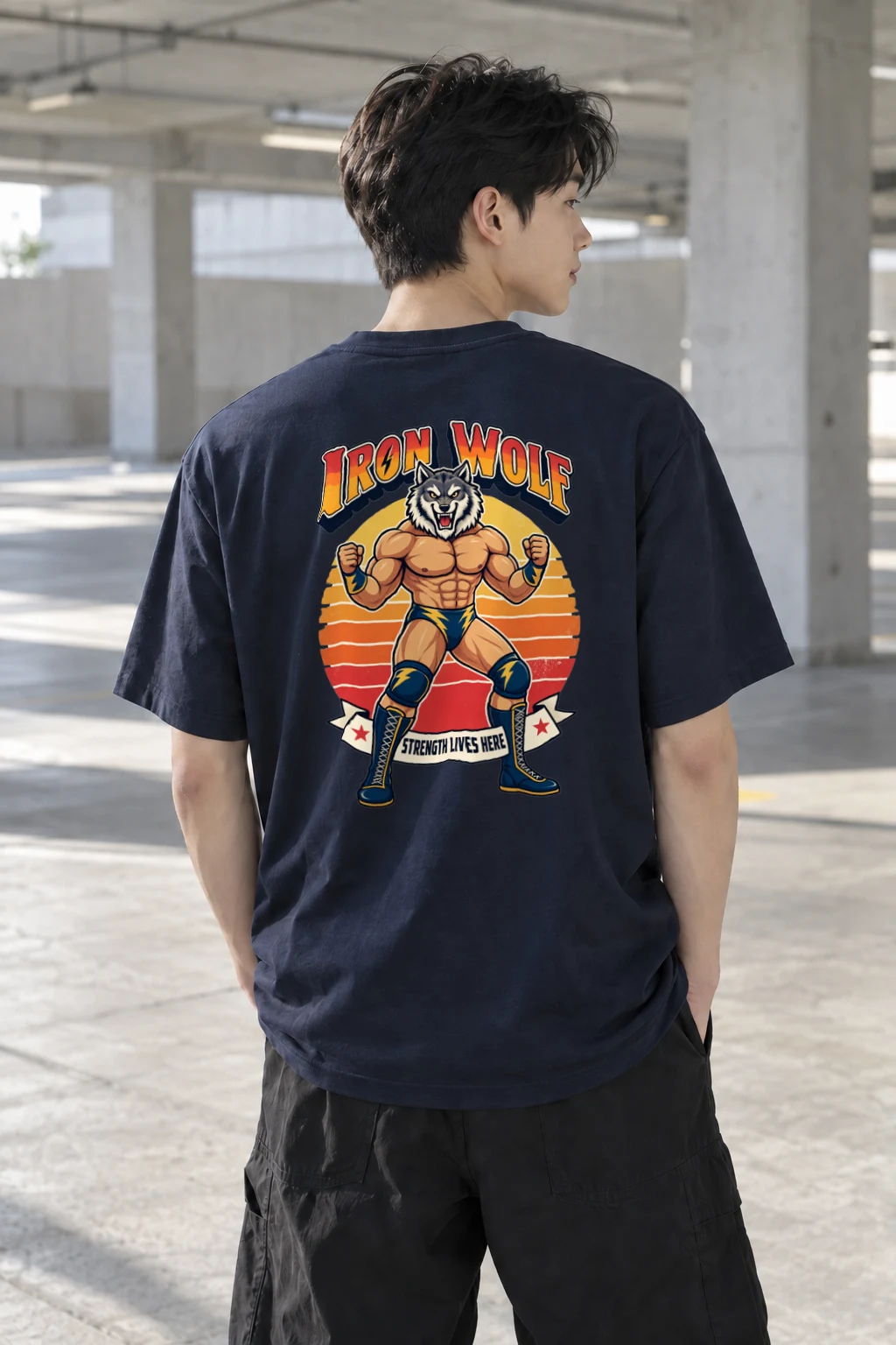 "Iron Wolf Strength" Heavyweight Unisex Crewneck T-shirt | Gildan 5000