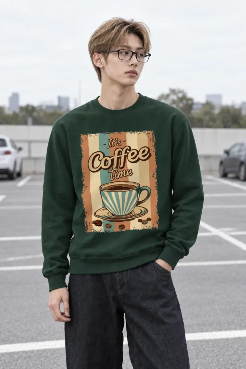 "It's Coffee Time" Heavy Blend Unisex Crewneck Sweatshirt | Gildan 18000