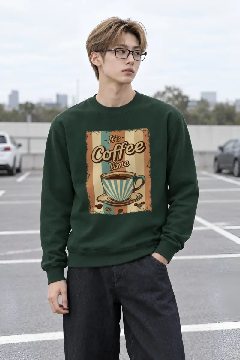 "It's Coffee Time" Heavy Blend Unisex Crewneck Sweatshirt