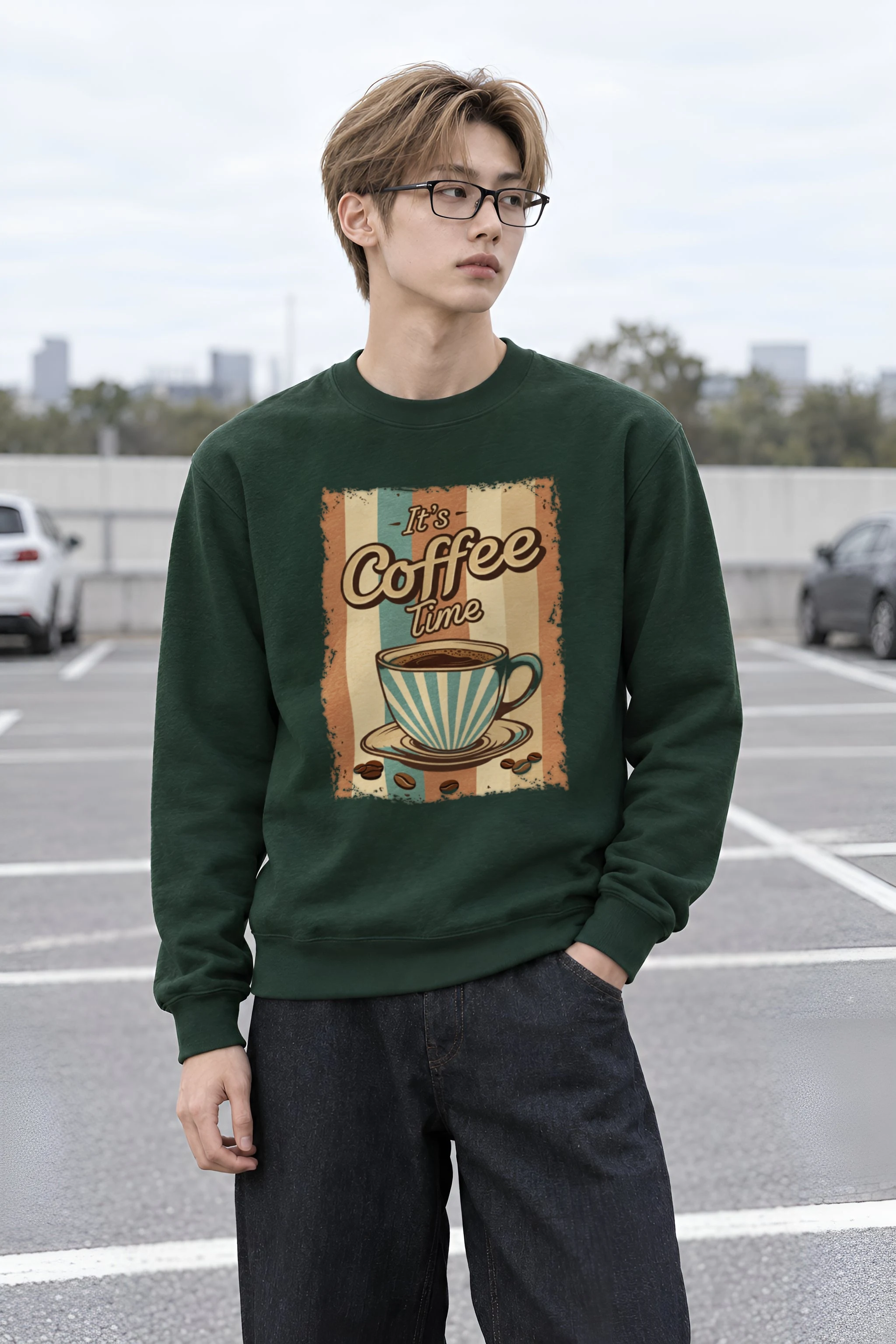 "It's Coffee Time" Heavy Blend Unisex Crewneck Sweatshirt