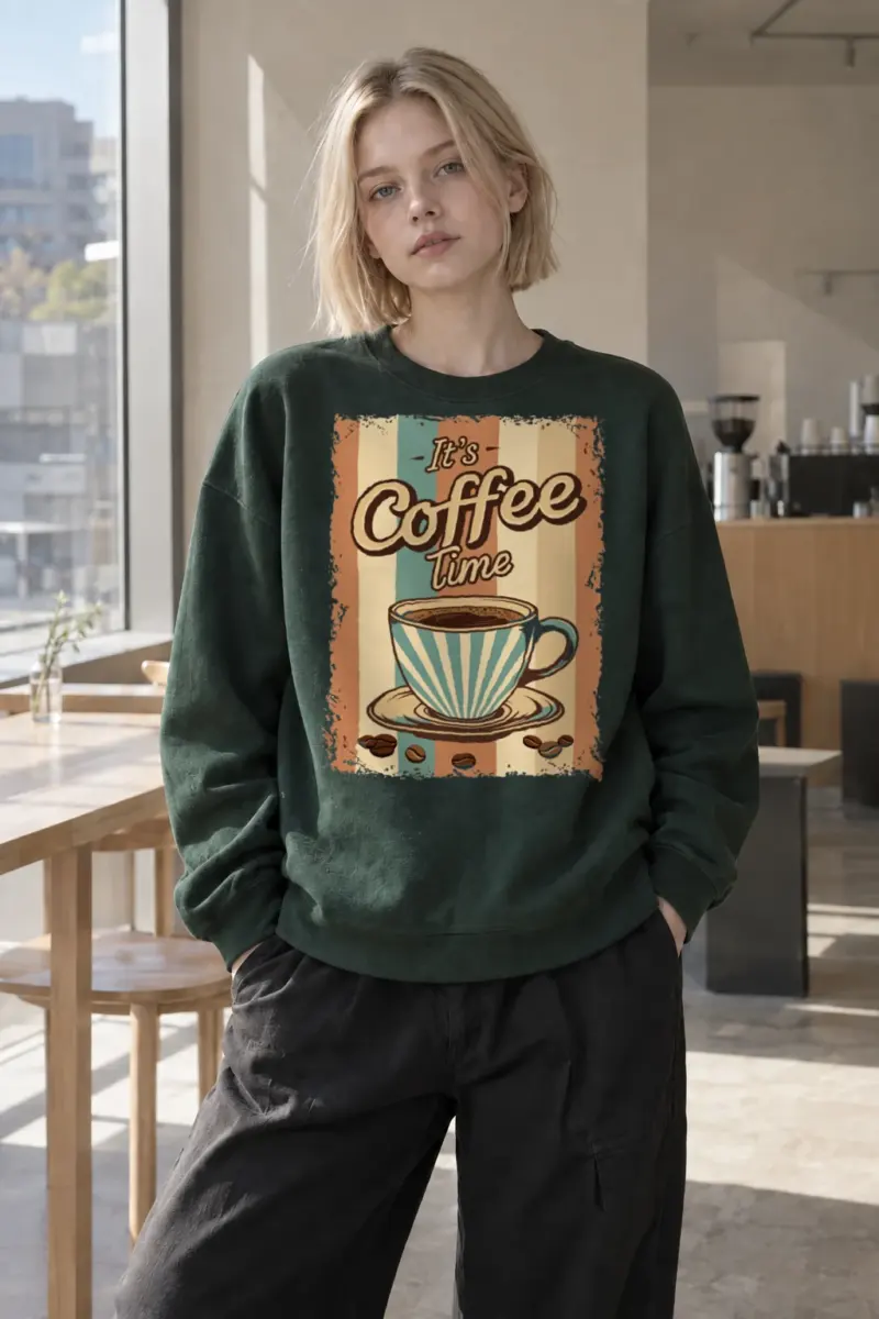 "It's Coffee Time" Heavy Blend Unisex Crewneck Sweatshirt | Gildan 18000