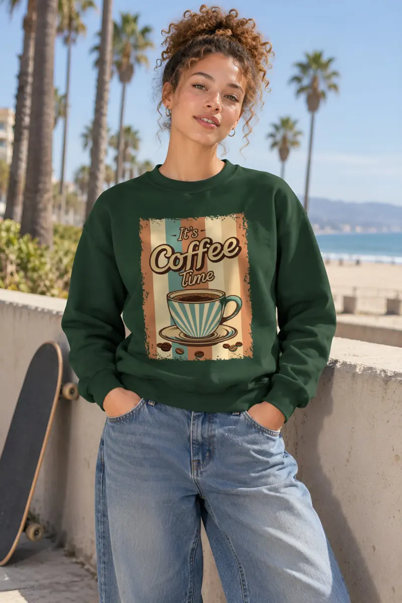 "It's Coffee Time" Heavy Blend Unisex Crewneck Sweatshirt