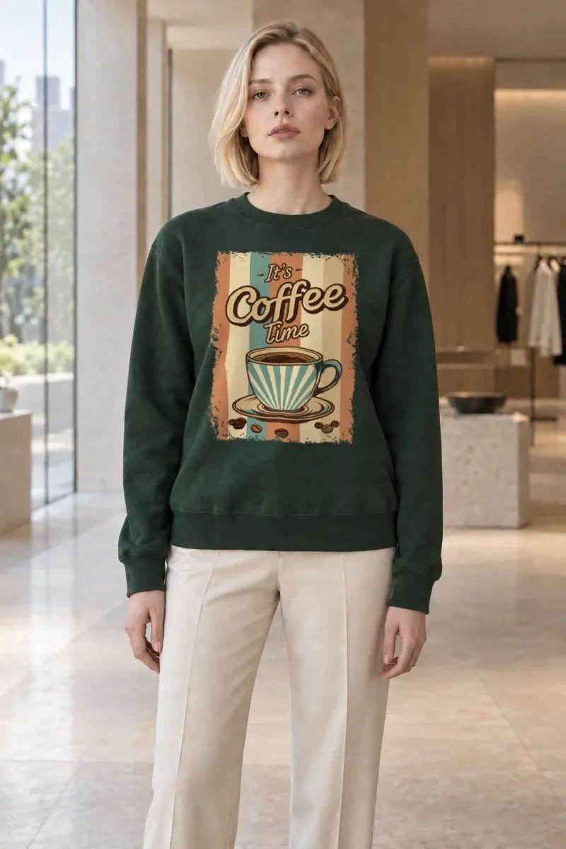 "It's Coffee Time" Heavy Blend Unisex Crewneck Sweatshirt | Gildan 18000